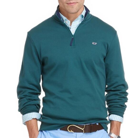 Vineyard Vines Other - Vineyard Vines | Green Statement Christmas Plaid Collar Preppy Quarter Zip Sz S